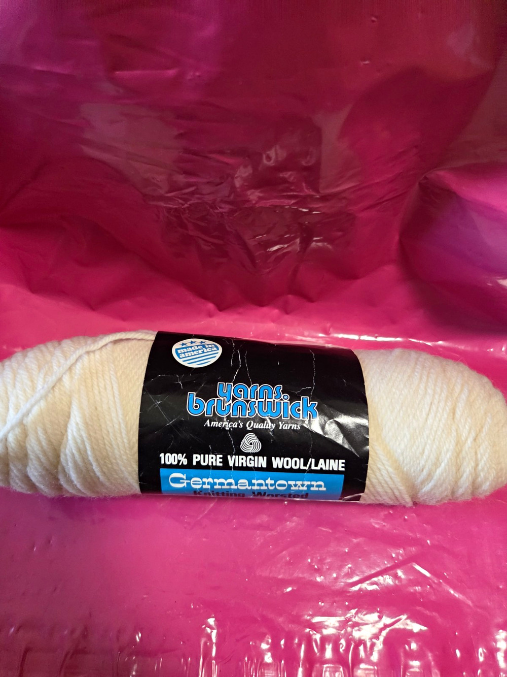 Brunswick Germantown Worsted Knitting Yarn 100% Wool Ecru Skein 3.5 ounces